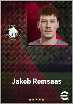Jakob Romsaas eFootball 2026 player card, 66 OVR CF