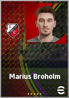 Marius Broholm eFootball 2026 player card, 69 OVR RWF