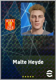 Malte Heyde eFootball 2026 player card, 62 OVR DMF