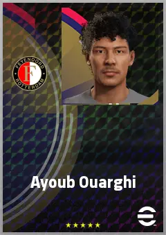 Ayoub Ouarghi eFootball 2026 player card, 64 OVR AMF