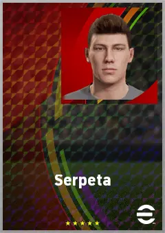 Serpeta eFootball 2026 player card, 62 OVR RWF