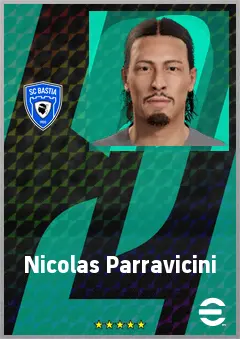 Nicolas Parravicini eFootball 2026 player card, 65 OVR CF