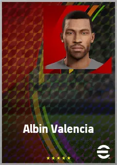 Albin Valencia eFootball 2026 player card, 65 OVR LB
