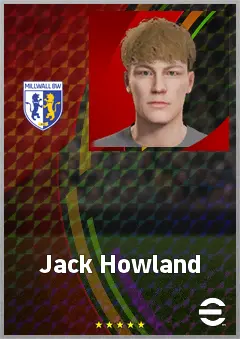 Jack Howland eFootball 2026 player card, 60 OVR RMF