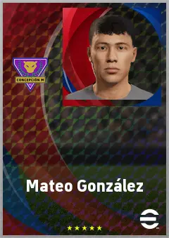 Mateo González eFootball 2026 player card, 62 OVR RB