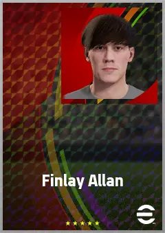 Finlay Allan eFootball 2026 player card, 63 OVR RWF