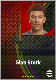 Gian Stork eFootball 2026 player card, 62 OVR DMF