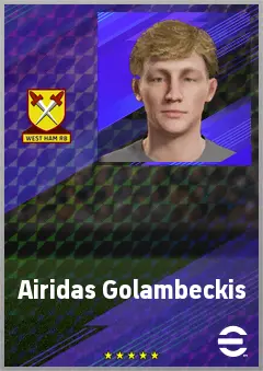 Airidas Golambeckis eFootball 2026 player card, 63 OVR CB
