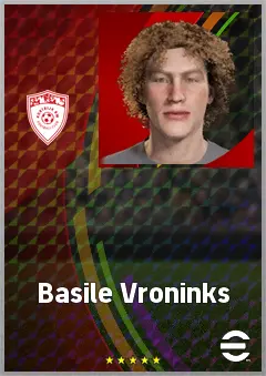 Basile Vroninks eFootball 2026 player card, 64 OVR RB