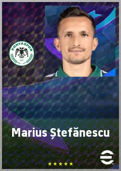 Marius Ștefănescu eFootball 2026 player card, 68 OVR RWF