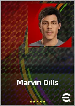 Marvin Dills eFootball 2026 player card, 62 OVR AMF