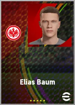 Elias Baum eFootball 2026 player card, 70 OVR RB