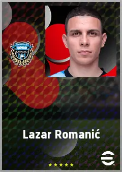 Lazar Romanić eFootball 2026 player card, 68 OVR CF