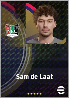 Sam de Laat eFootball 2026 player card, 62 OVR CMF