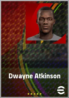 Dwayne Atkinson eFootball 2026 player card, 68 OVR AMF