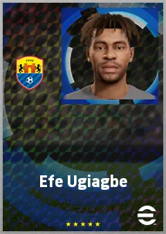 Efe Ugiagbe eFootball 2026 player card, 65 OVR LWF