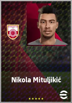 Nikola Mituljikić eFootball 2026 player card, 65 OVR RWF
