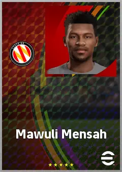 Mawuli Mensah eFootball 2026 player card, 65 OVR CMF