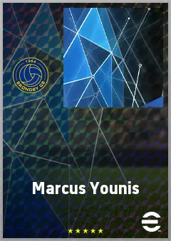 Marcus Younis eFootball 2026 player card, 65 OVR RWF