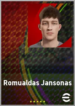 Romualdas Jansonas eFootball 2026 player card, 65 OVR CF