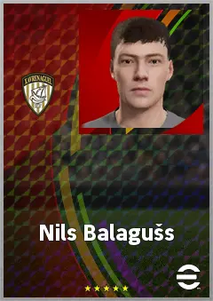 Nils Balagušs eFootball 2026 player card, 65 OVR GK