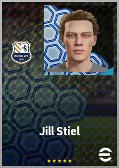 Jill Stiel eFootball 2026 player card, 62 OVR CMF