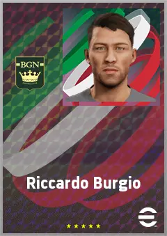 Riccardo Burgio eFootball 2026 player card, 65 OVR LB