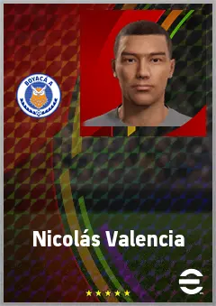 Nicolás Valencia eFootball 2026 player card, 63 OVR DMF