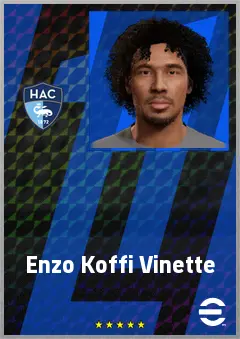 Enzo Koffi Vinette eFootball 2026 player card, 63 OVR RWF