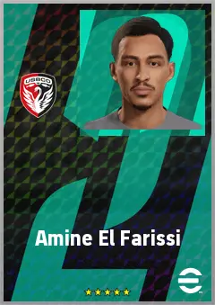 Amine El Farissi eFootball 2026 player card, 65 OVR LWF