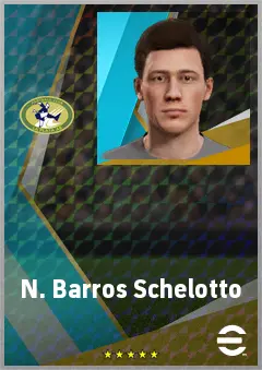 N. Barros Schelotto eFootball 2026 player card, 75 OVR DMF