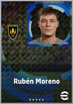 Rubén Moreno eFootball 2026 player card, 62 OVR LWF
