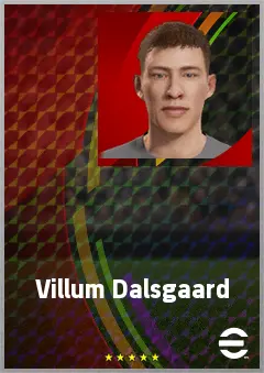 Villum Dalsgaard eFootball 2026 player card, 61 OVR RWF