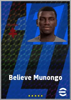 Believe Munongo eFootball 2026 player card, 64 OVR CMF