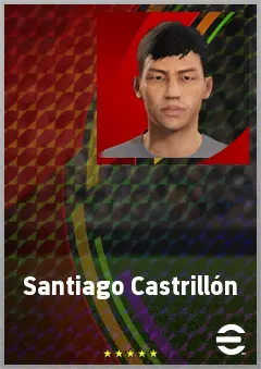 Santiago Castrillón eFootball 2026 player card, 63 OVR CMF