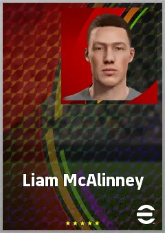 Liam McAlinney eFootball 2026 player card, 62 OVR CB