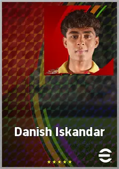Danish Iskandar eFootball 2026 player card, 62 OVR CMF