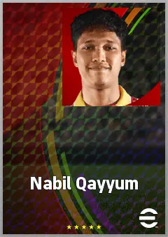 Nabil Qayyum eFootball 2026 player card, 60 OVR RWF