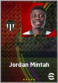 Jordan Mintah eFootball 2026 player card, 65 OVR CF