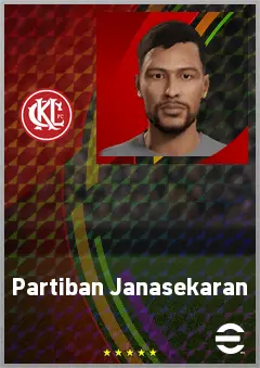 Partiban Janasekaran eFootball 2026 player card, 62 OVR RWF