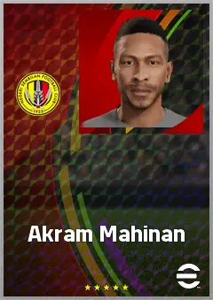 Akram Mahinan eFootball 2026 player card, 65 OVR DMF
