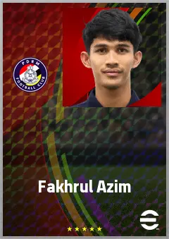 Fakhrul Azim eFootball 2026 player card, 62 OVR LWF