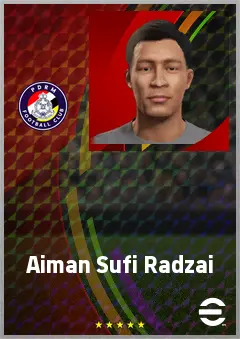 Aiman Sufi Radzai eFootball 2026 player card, 62 OVR LB