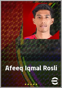 Afeeq Iqmal Rosli eFootball 2026 player card, 61 OVR RWF