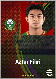 Azfar Fikri eFootball 2026 player card, 62 OVR RWF