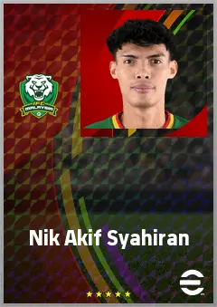 Nik Akif Syahiran eFootball 2026 player card, 64 OVR CMF
