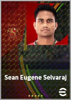 Sean Eugene Selvaraj eFootball 2026 player card, 62 OVR RWF