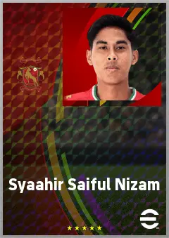 Syaahir Saiful Nizam eFootball 2026 player card, 62 OVR RMF
