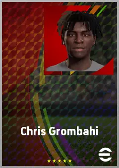 Chris Grombahi eFootball 2026 player card, 64 OVR RWF