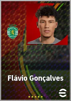 Flávio Gonçalves eFootball 2026 player card, 65 OVR LWF